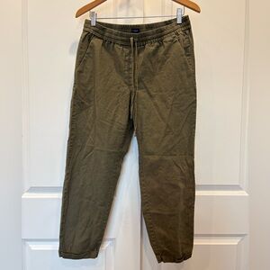 J. Crew Linen Blend Olive Drawstring Pants Size 8
